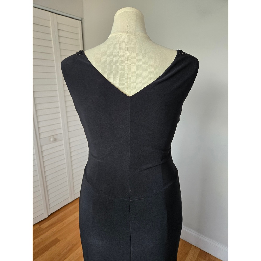 Lauren Ralph Lauren Evening Black Beaded Ruched Maxi Dress 14 Glam Wedding Guest - Picture 6 of 11